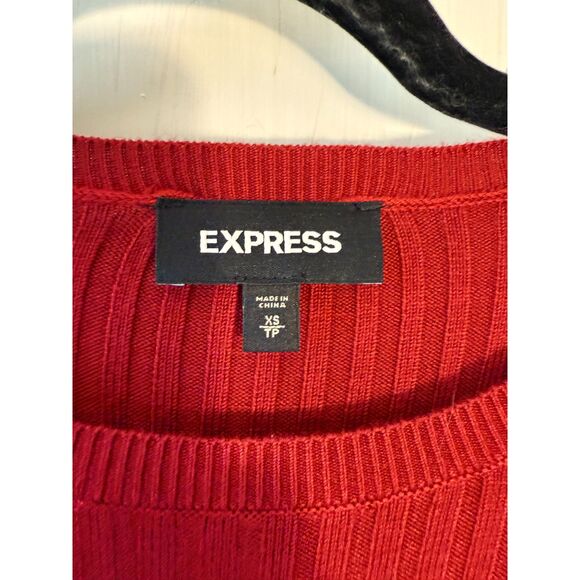 Express Berry Red Ribbed Sweater Dress - Picture 2 of 3